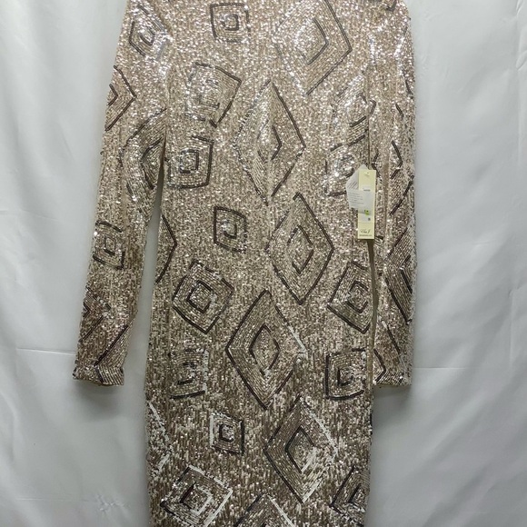 ELIZA J SEQUIN DRESS 4 long sleeve back zip closure fully lined VEGAS FORMAL - Picture 1 of 12